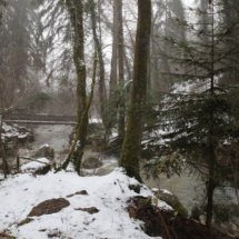 Parcours Familial et Sportif Louis Constantin, vue d'hiver sur la confluence entre le ruisseau du Creux des Mouilles et le Foron, ©Photo Alain Benard