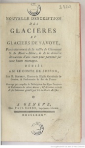 Nouvelle description des glacières et glaciers de Savoie particulièrement de la vallée de Chamouni & du Mont-Blanc