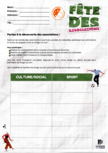 Passport Fête des associations. En haut tampon de notre société.